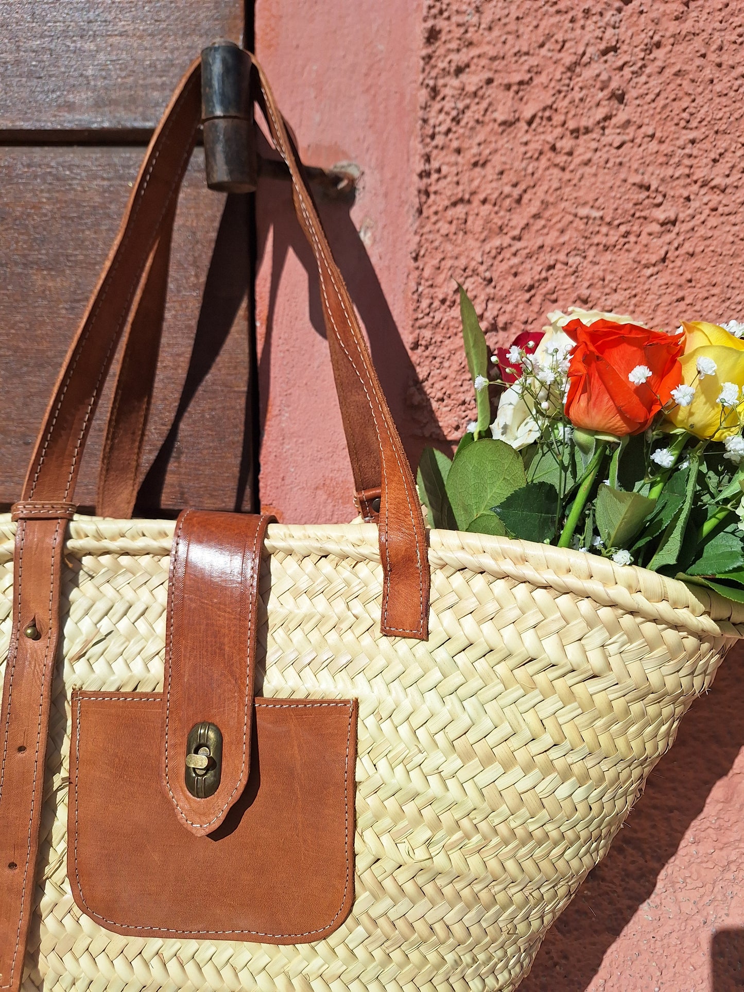 Panier Marrakech - Avec sa jolie fermeture en cuir et laiton