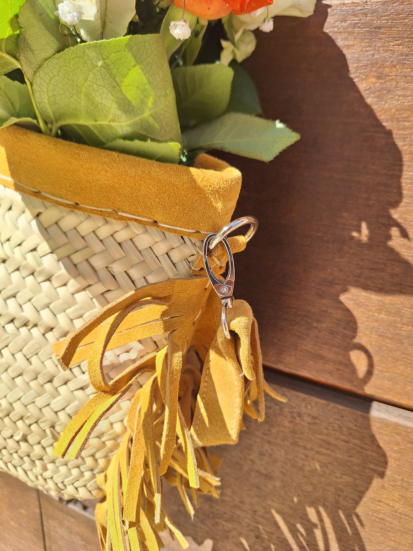 Panier Casablanca - Avec ses sublimes franges et anse en daim moutarde -20%