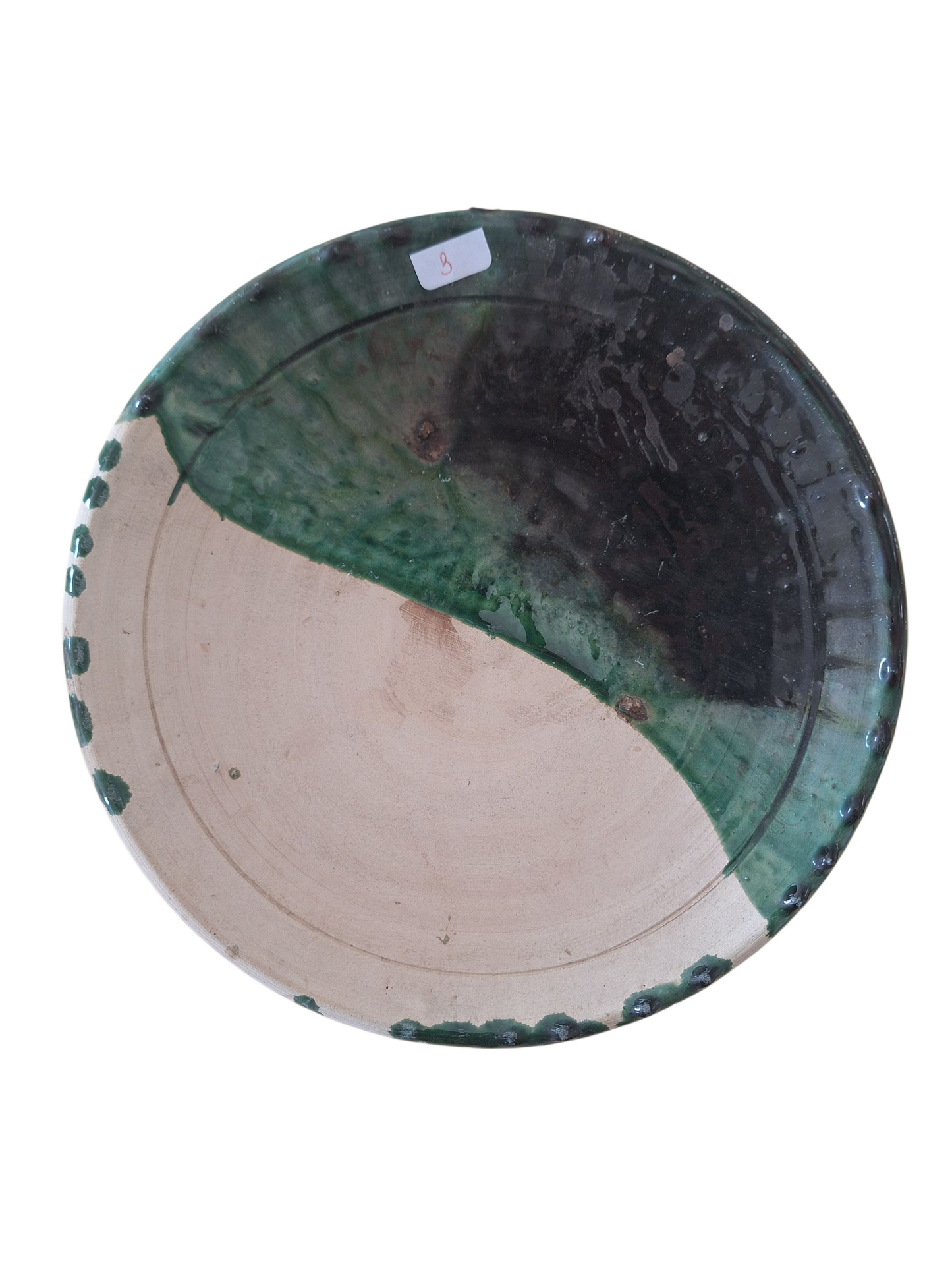 Assiette ancienne en céramique de Tamegroute – Pièce artisanale unique du Maroc