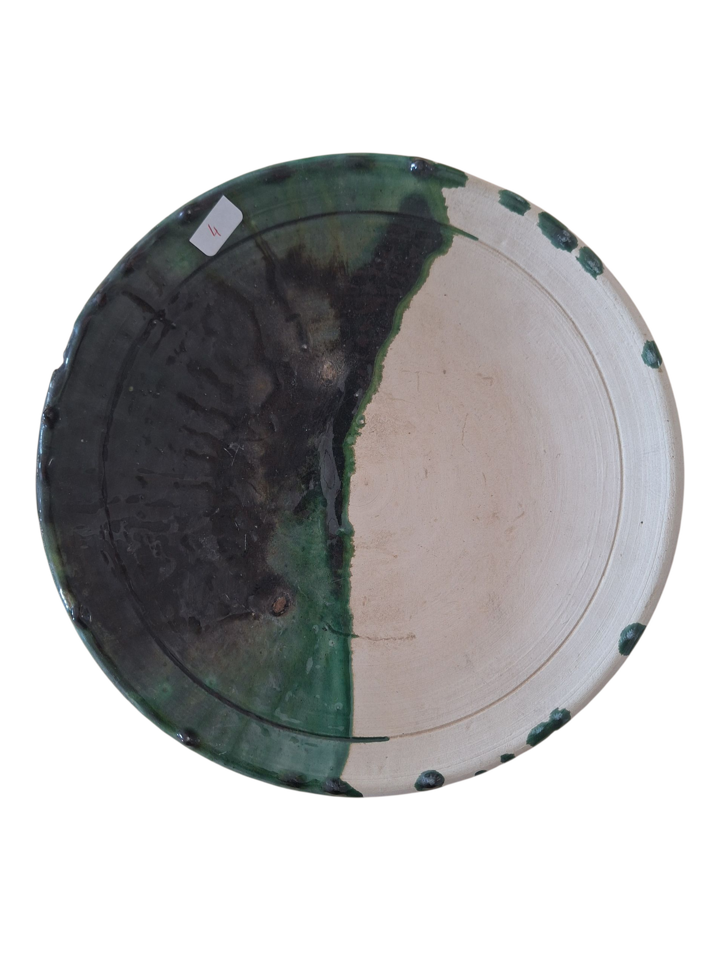 Assiette ancienne en céramique de Tamegroute – Pièce artisanale unique du Maroc
