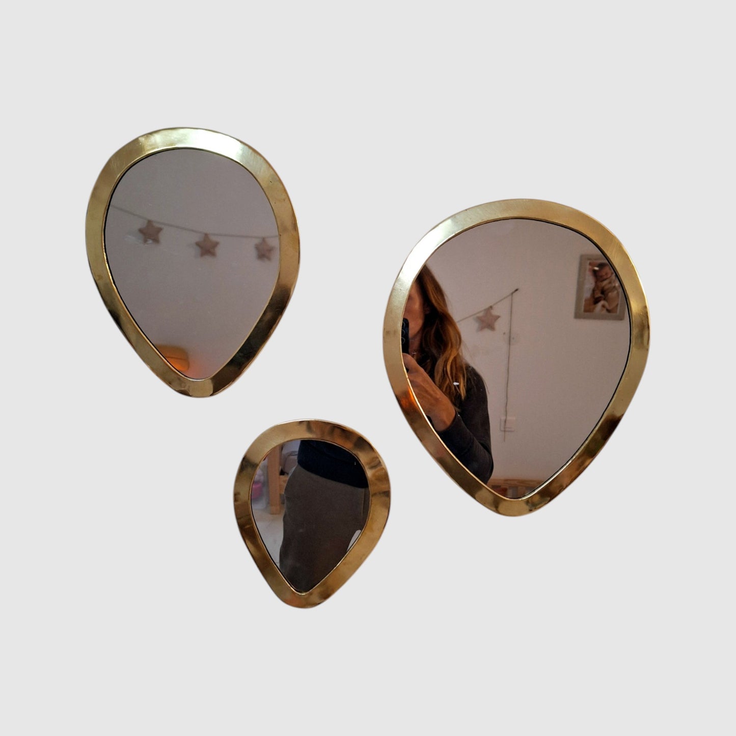 BRASS WATERDROP MIRROR 3 SIZES
