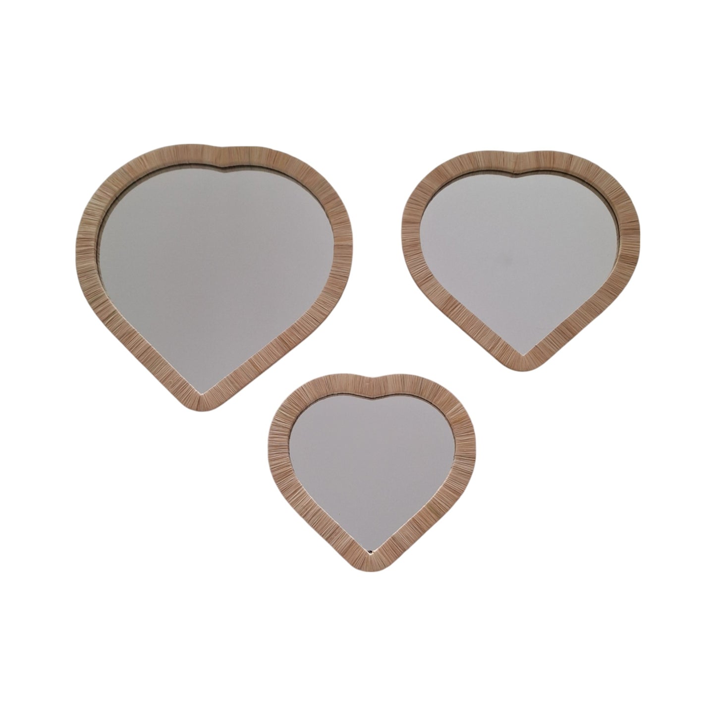 RAFFIA HEART MIRROR 3 SIZES