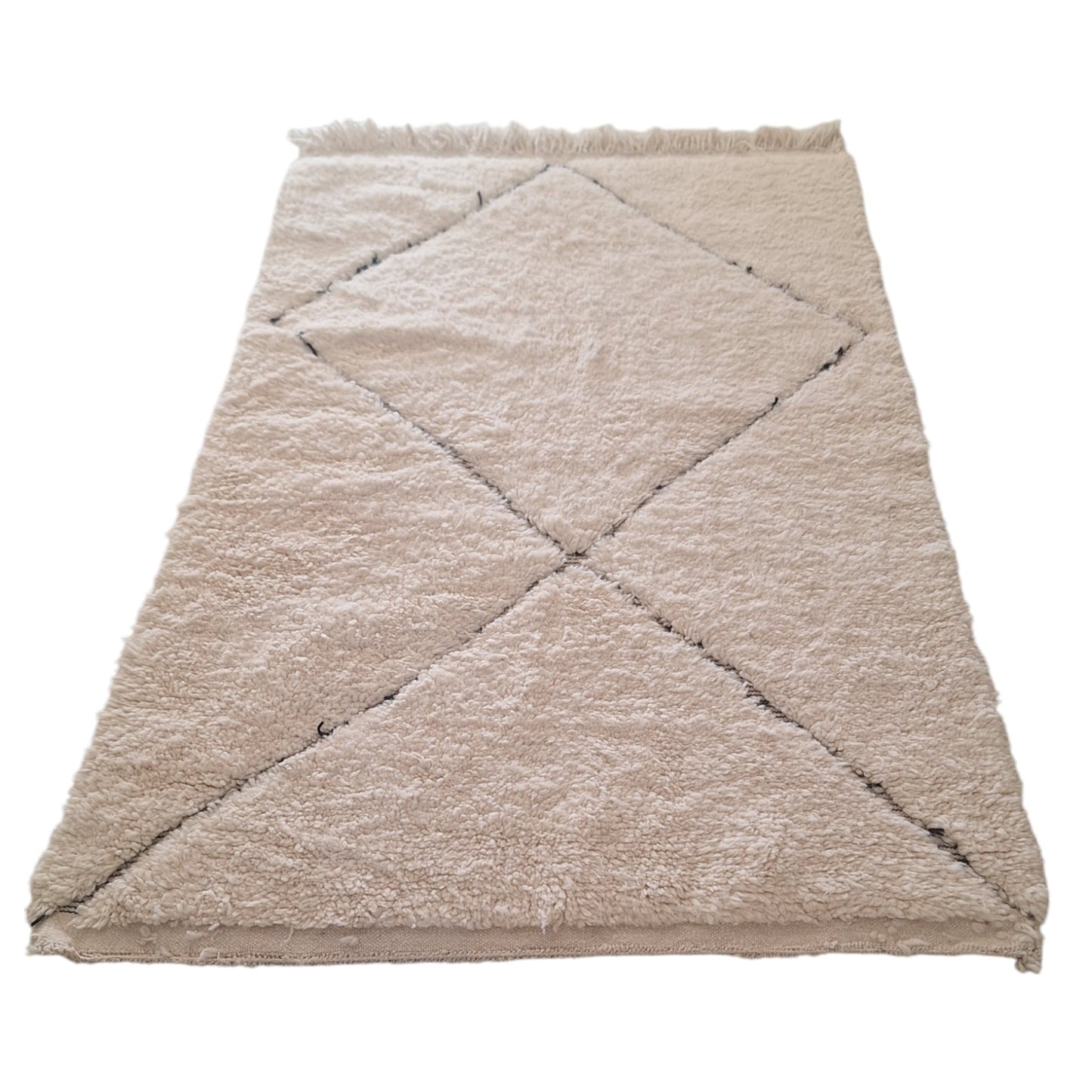 BENI OUARAIN BERBER RUG 140CM X 100CM Ecru / Black