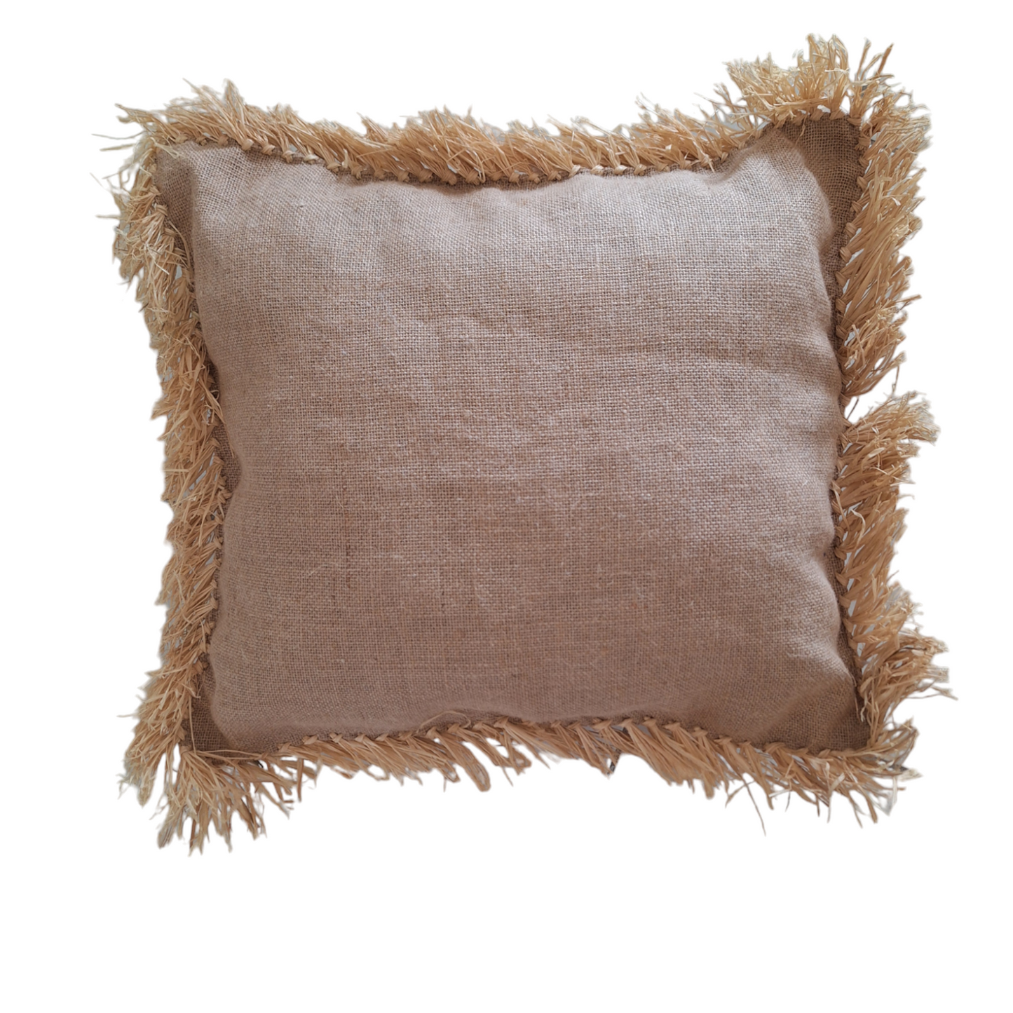 Coussin frange en toile de jute -60%