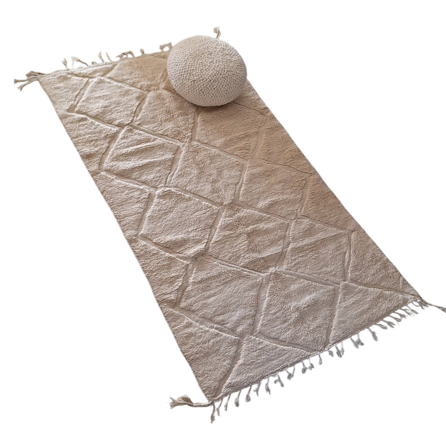BENI OUARAIN BERBER RUG 258CM X 154CM Ecru