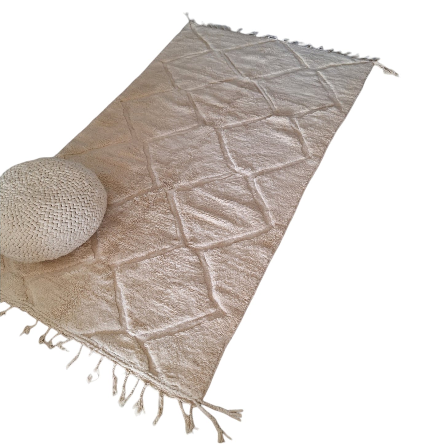 BENI OUARAIN BERBER RUG 258CM X 154CM Ecru