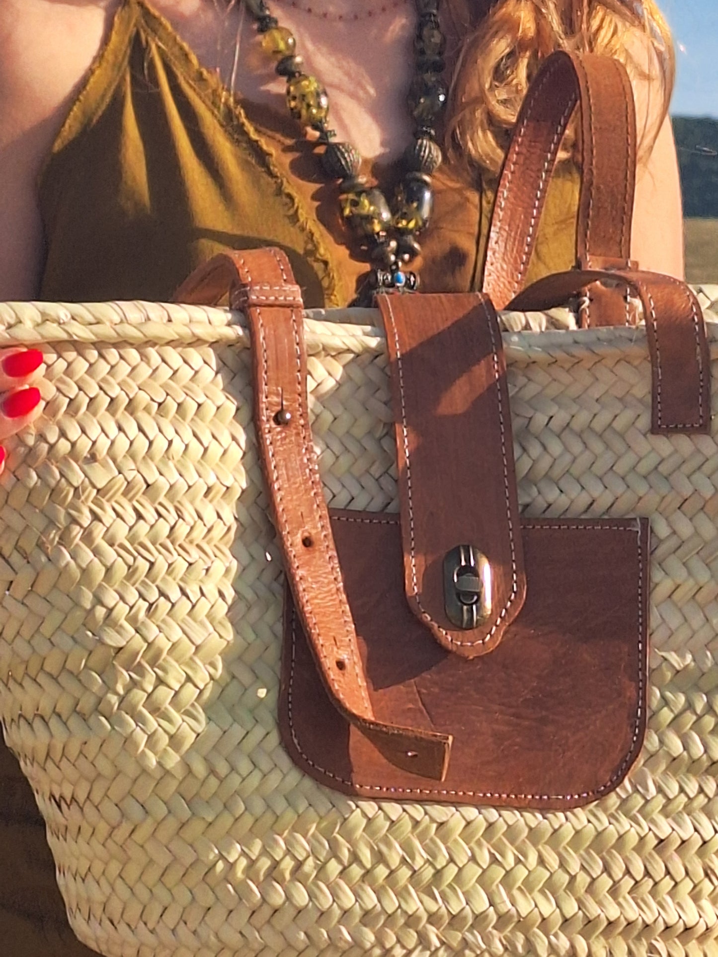 Panier Marrakech - Avec sa jolie fermeture en cuir et laiton