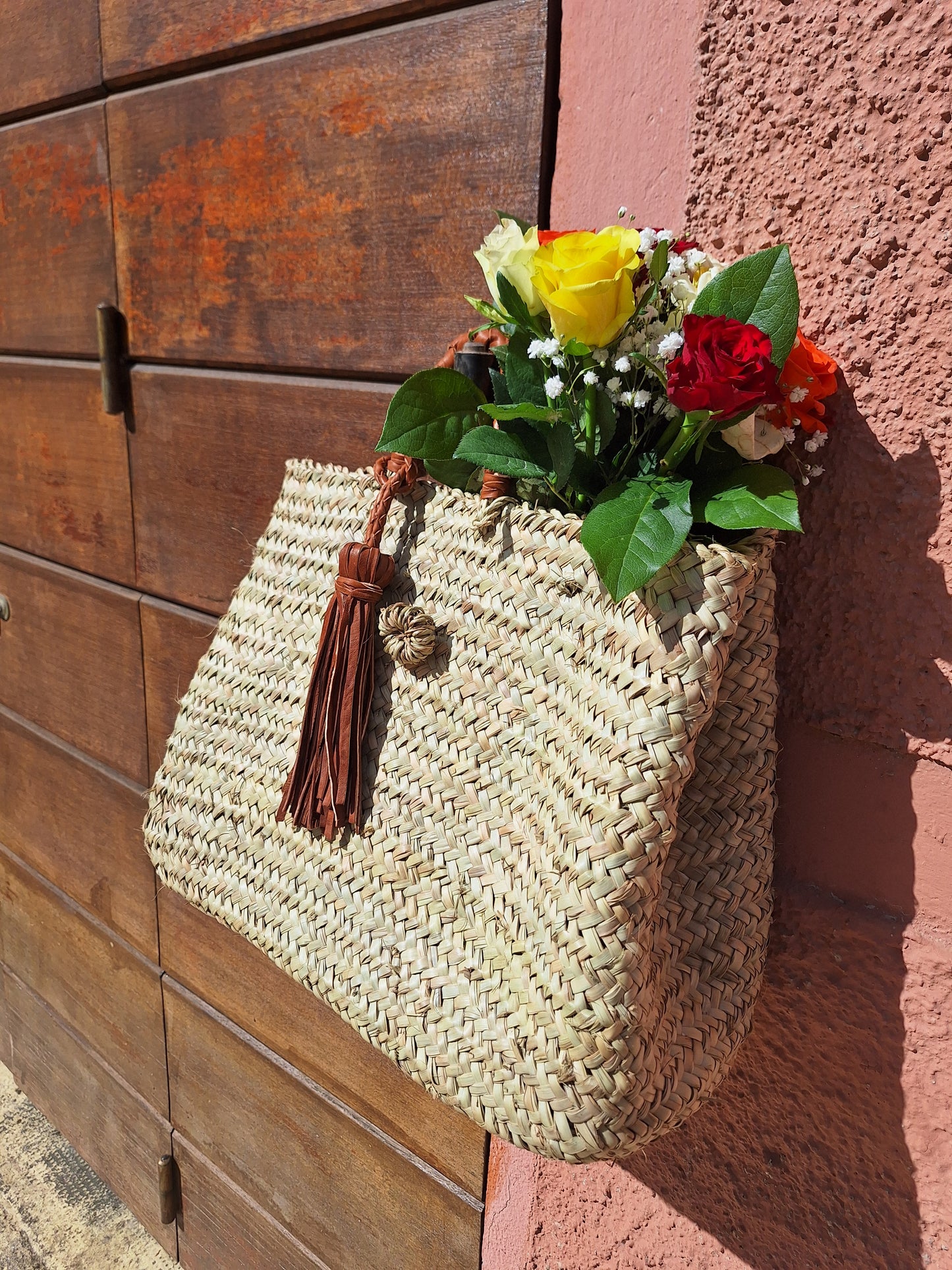 Panier Capo Di Feno - Anse et pompon en cuir marron -30%