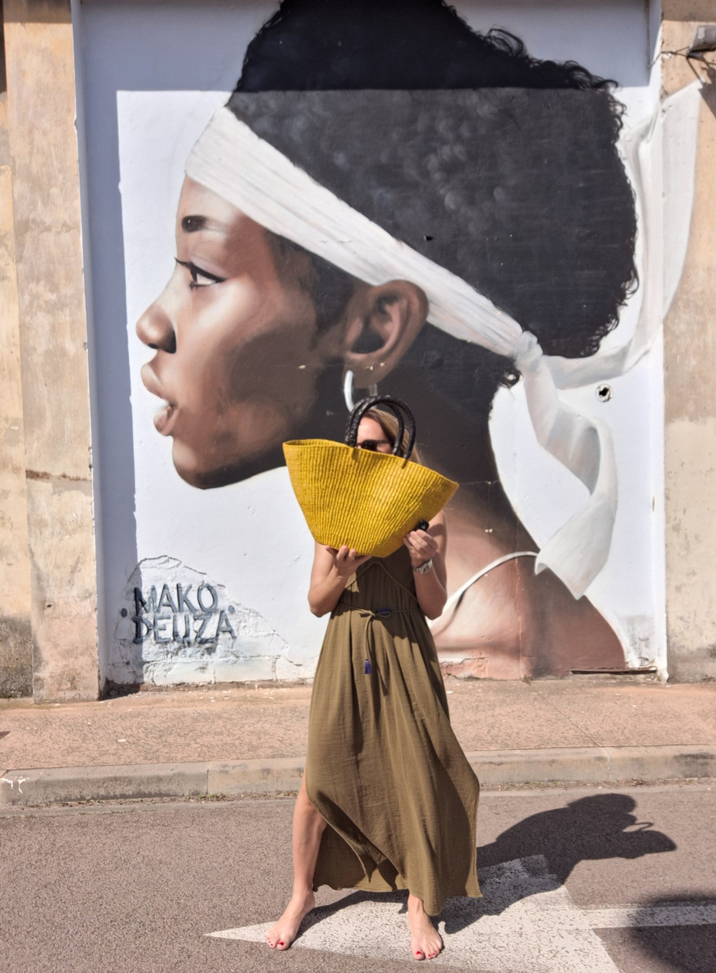 Panier Bolga Africain - Anse en cuir noir -30%