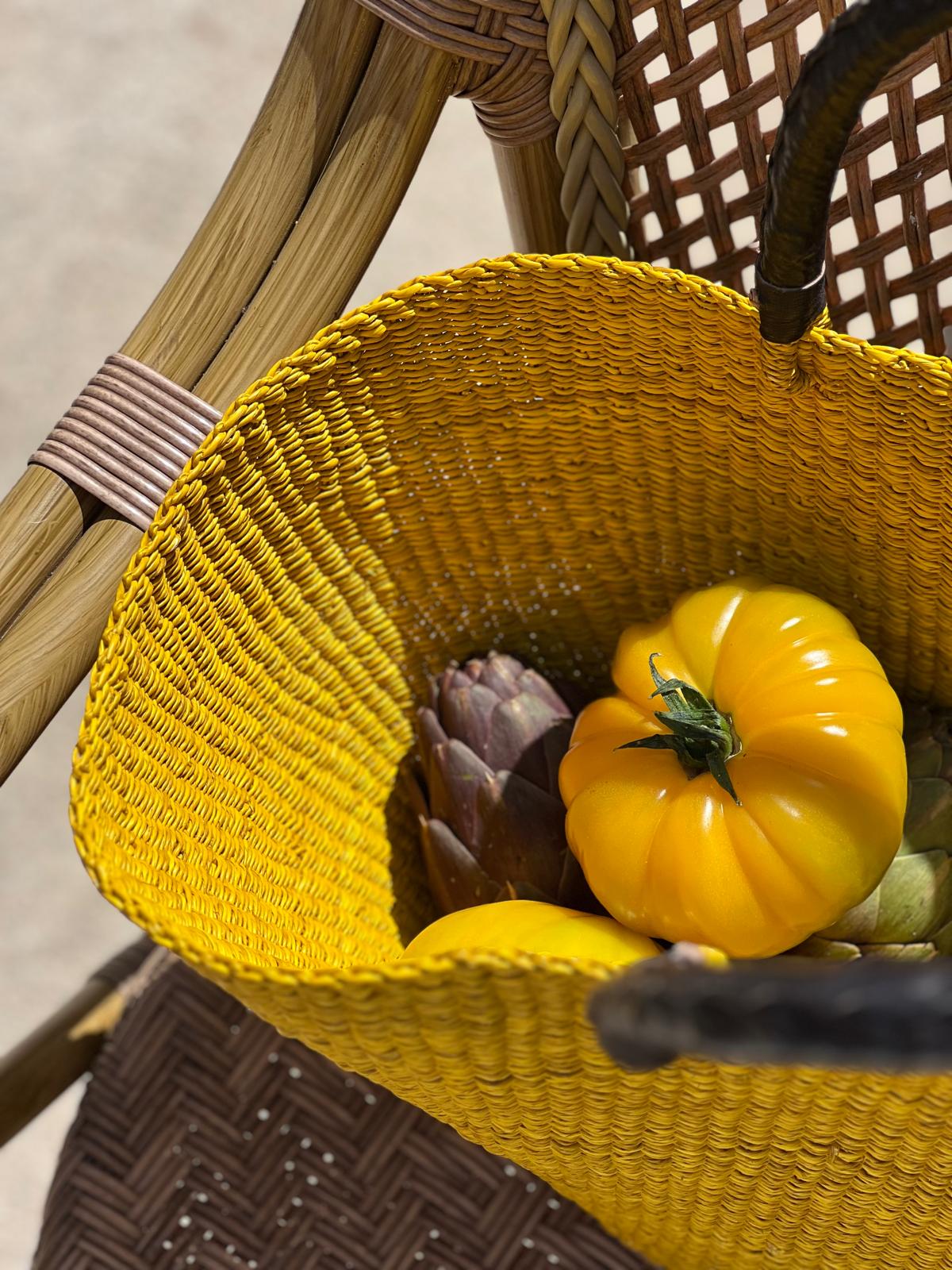 Panier Bolga Africain - Anse en cuir noir -30%
