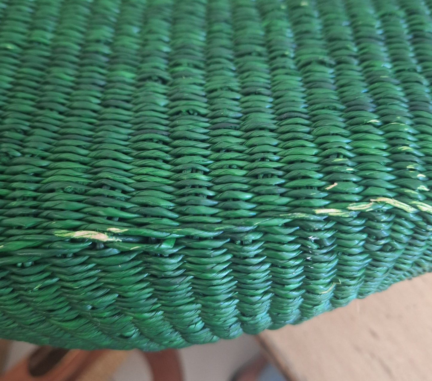 Panier Bolga vert - Anse en cuir noir -30%