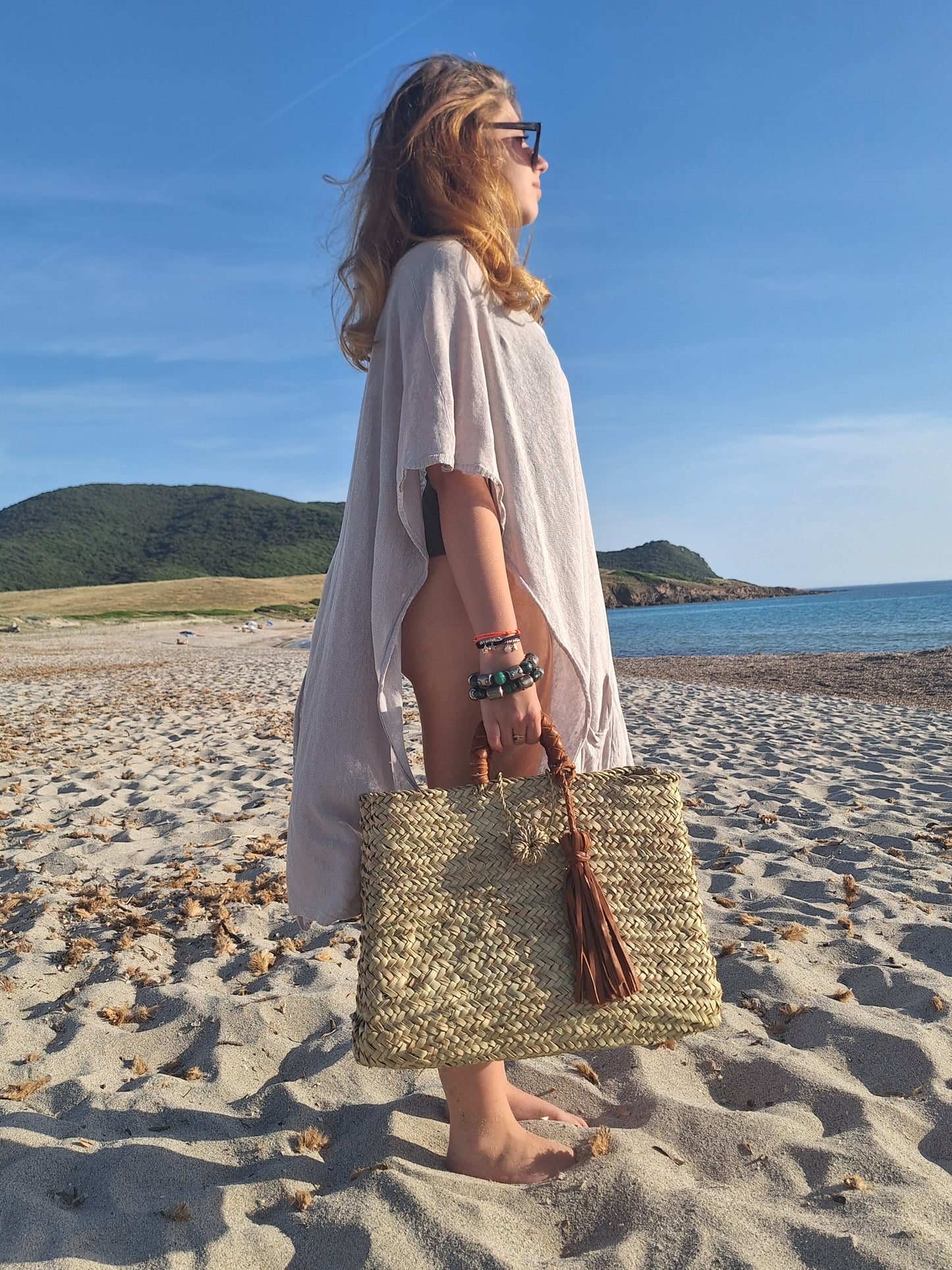 Panier Capo Di Feno - Anse et pompon en cuir marron -30%