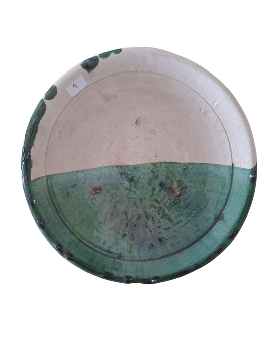 Assiette ancienne en céramique de Tamegroute – Pièce artisanale unique du Maroc