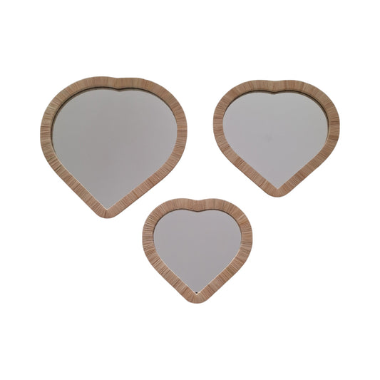 RAFFIA HEART MIRROR 3 SIZES