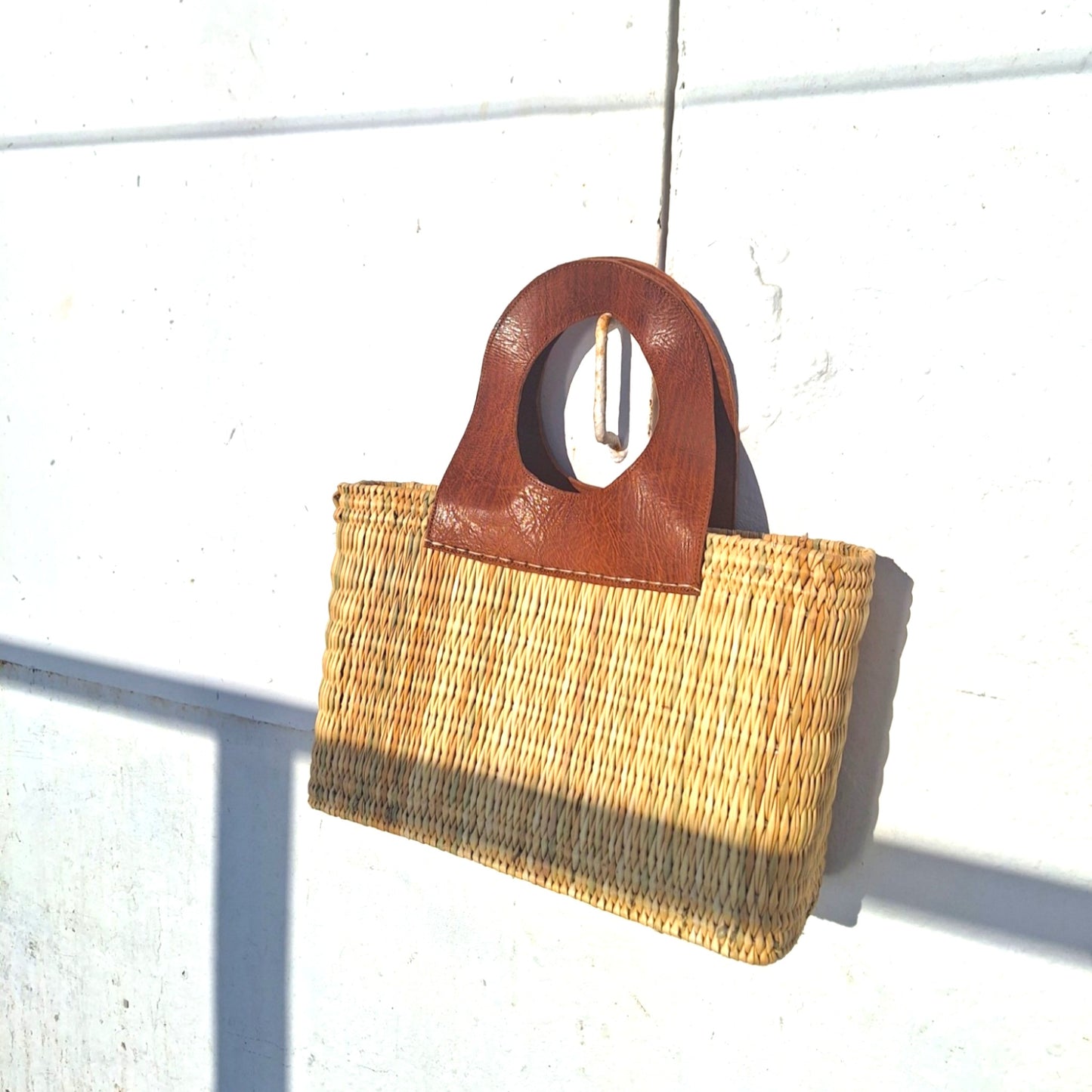 Panier Terra Corsa - Grande anse en cuir marron