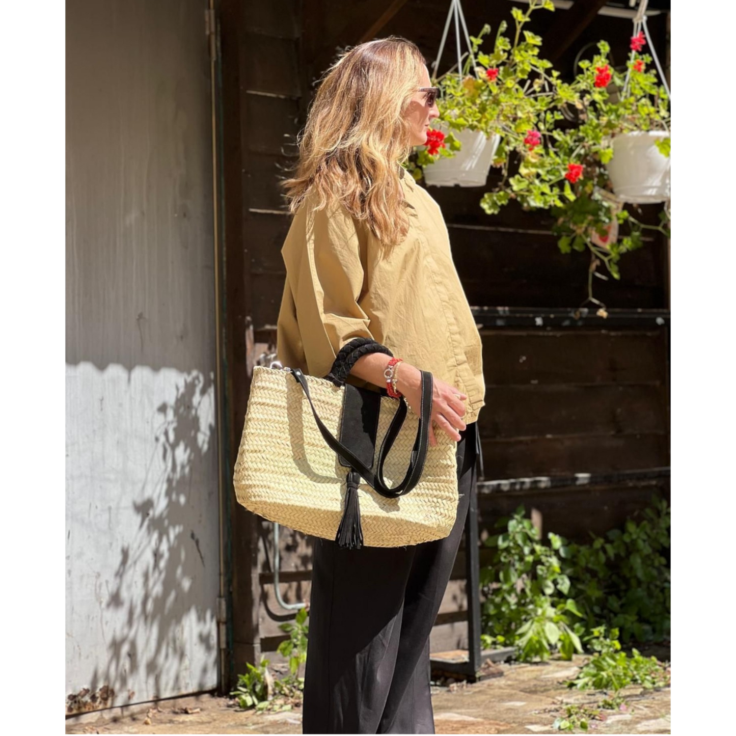 Panier Tizzano - Anse et fermeture en daim noir