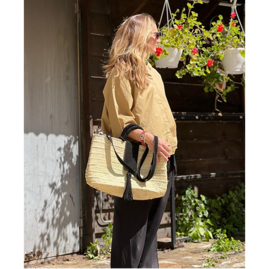 Panier Tizzano - Anse et fermeture en daim noir