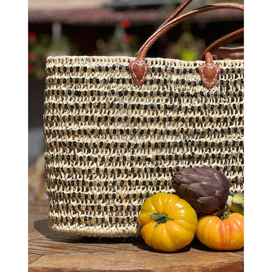 Panier Ibiza avec des Paillettes Noires et dorées