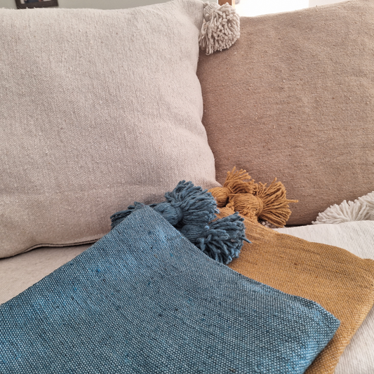 BERBER CUSHION COVER WITH POMPOMS 6 COLORS