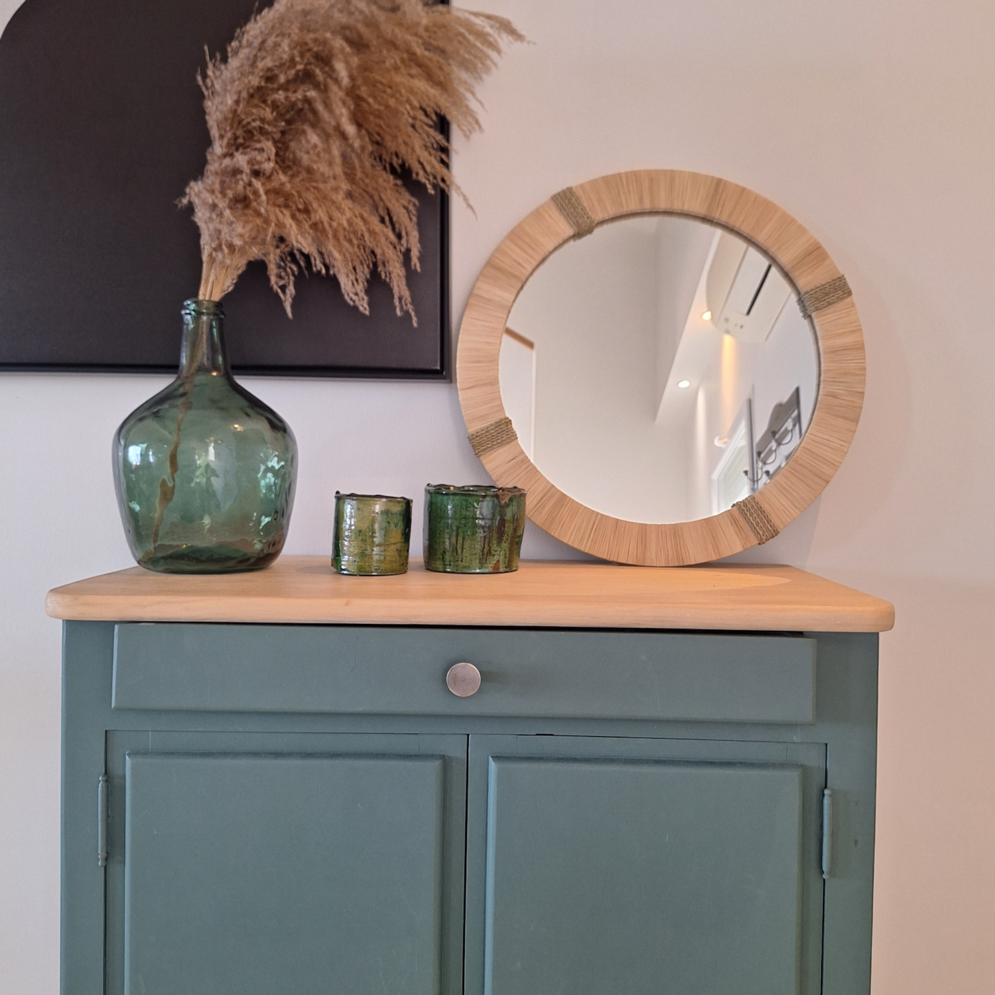 ROUND RAFFIA MIRROR 3 SIZES