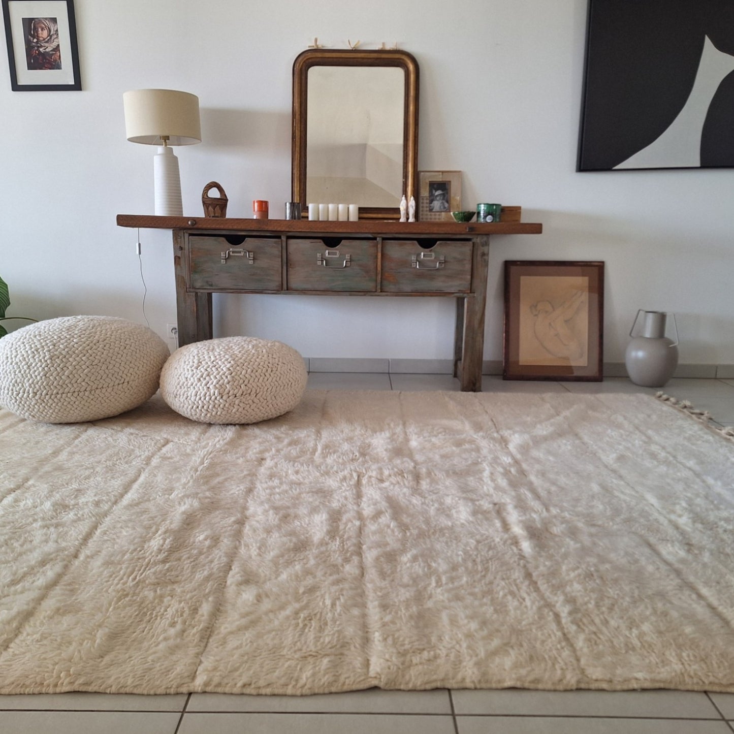 BENI OUARAIN BERBER RUG 298CM X 216CM N°3 Ecru