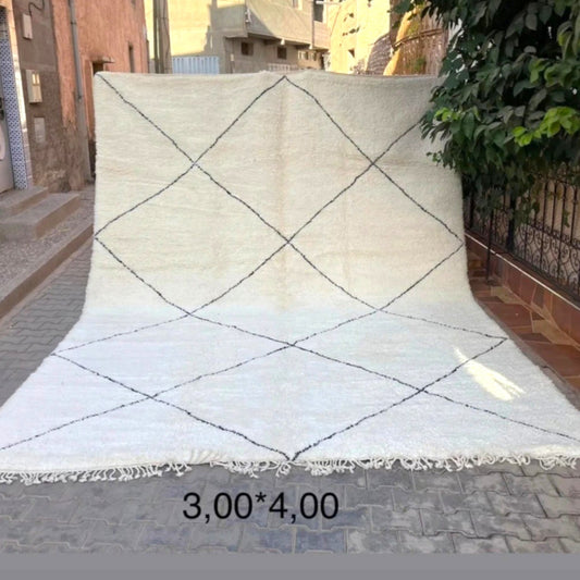 BENI OUARAIN BERBER RUG 298CM X 216CM N°3 Ecru