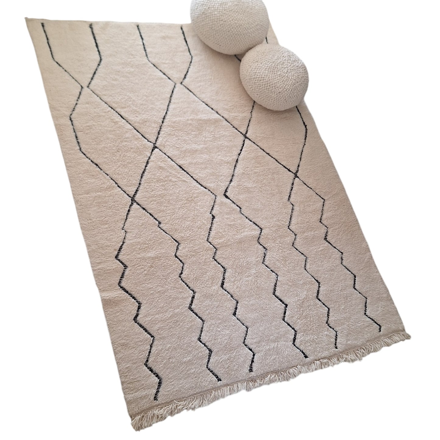 BENI OUARAIN BERBER RUG 305CM X 217CM N°4 Ecru / Black