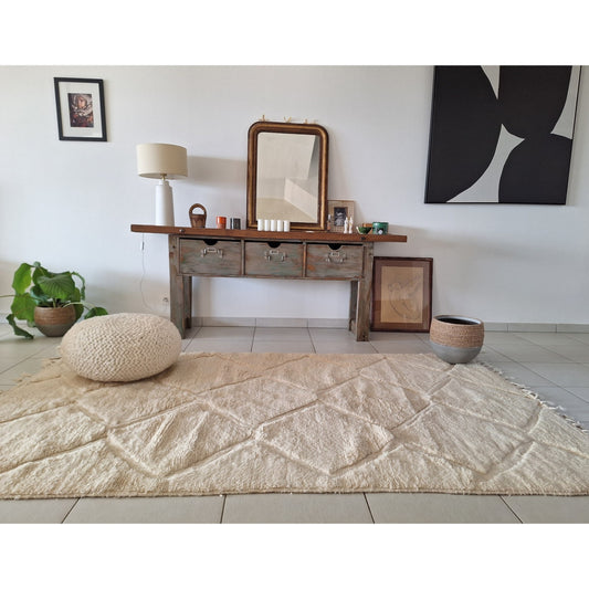 BENI OUARAIN BERBER RUG 258CM X 154CM Ecru