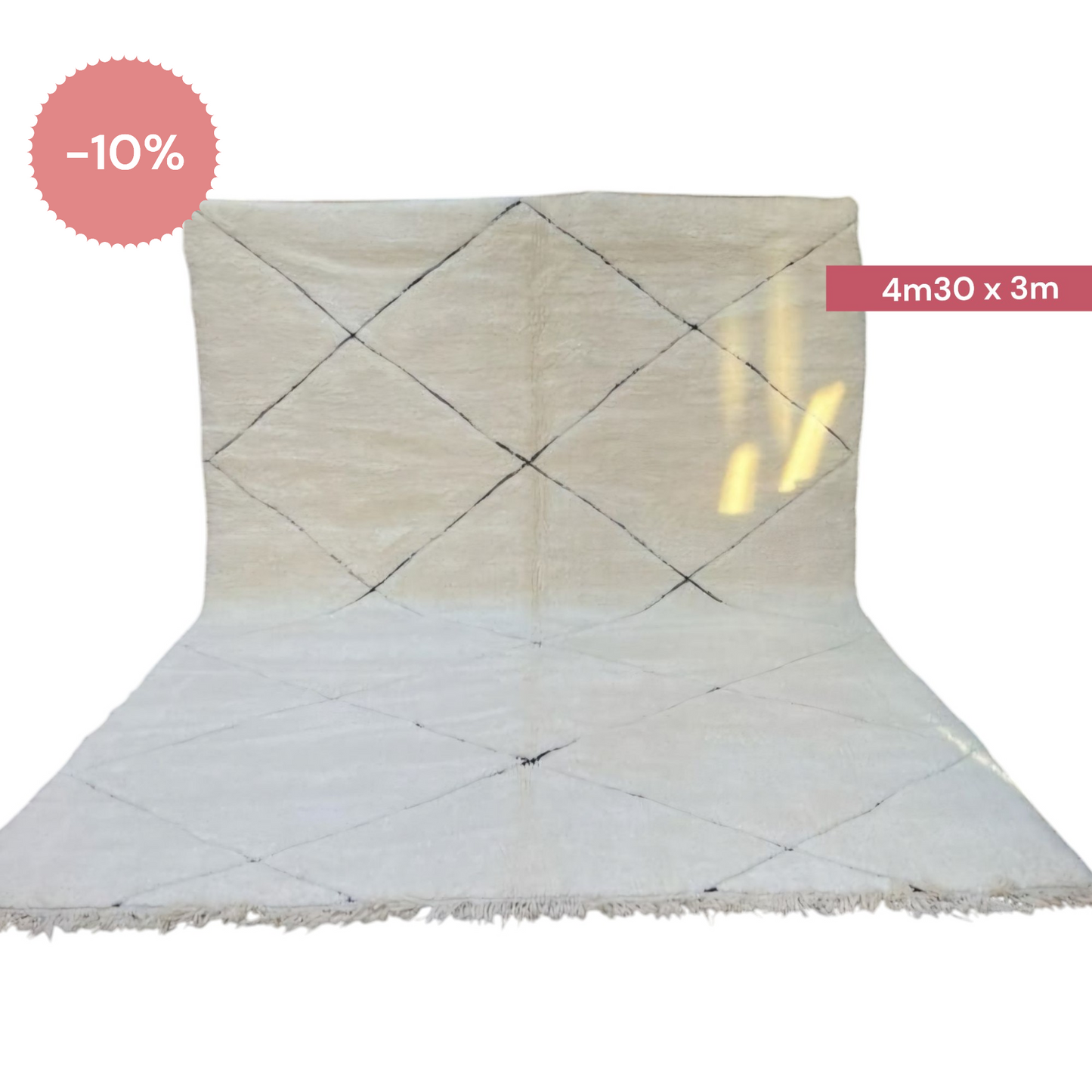 BENI OUARAIN BERBER RUG 298CM X 216CM N°3 Ecru