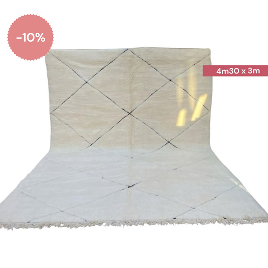BENI OUARAIN BERBER RUG 298CM X 216CM N°3 Ecru