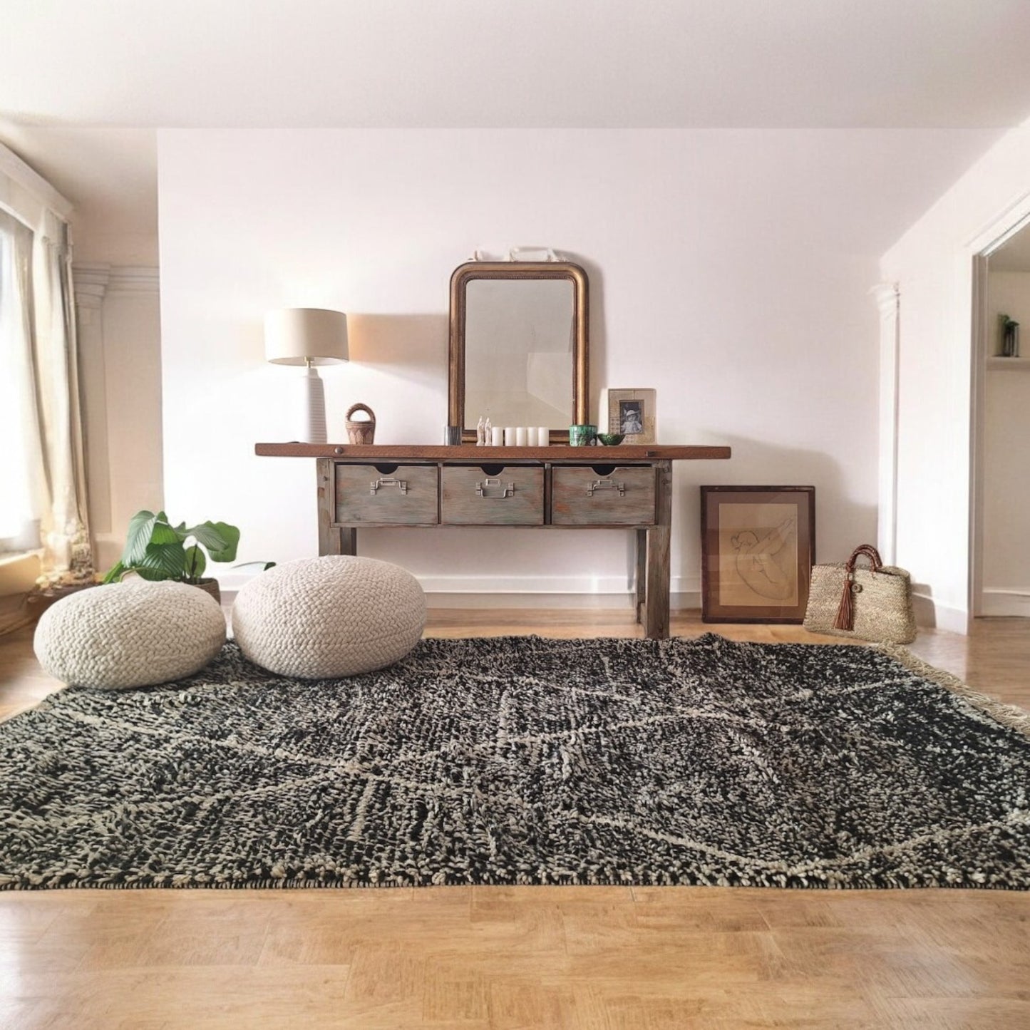 BENI OUARAIN BERBER RUG 290CM X 205CM N°2 Ecru