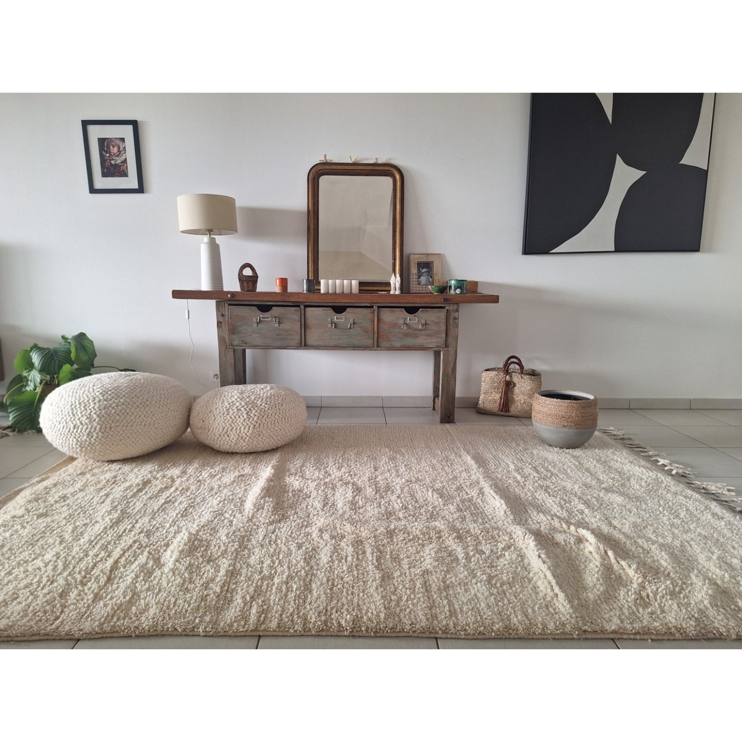 BENI OUARAIN BERBER RUG 290CM X 205CM N°2 Ecru
