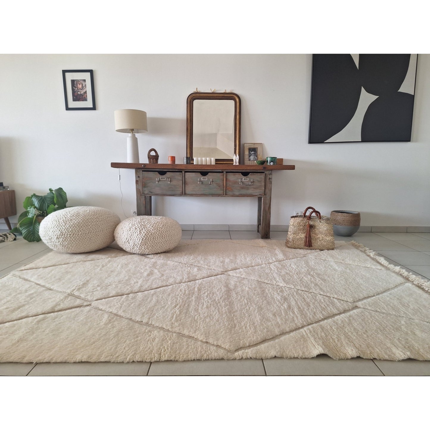 BENI OUARAIN BERBER RUG 290CM X 205CM N°2 Ecru