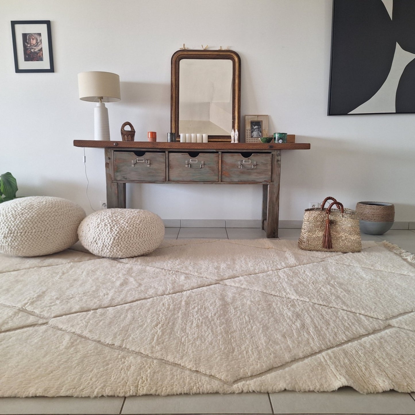 BENI OUARAIN BERBER RUG 290CM X 205CM N°2 Ecru