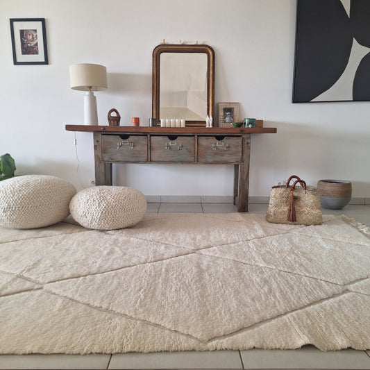 BENI OUARAIN BERBER RUG 290CM X 205CM N°2 Ecru