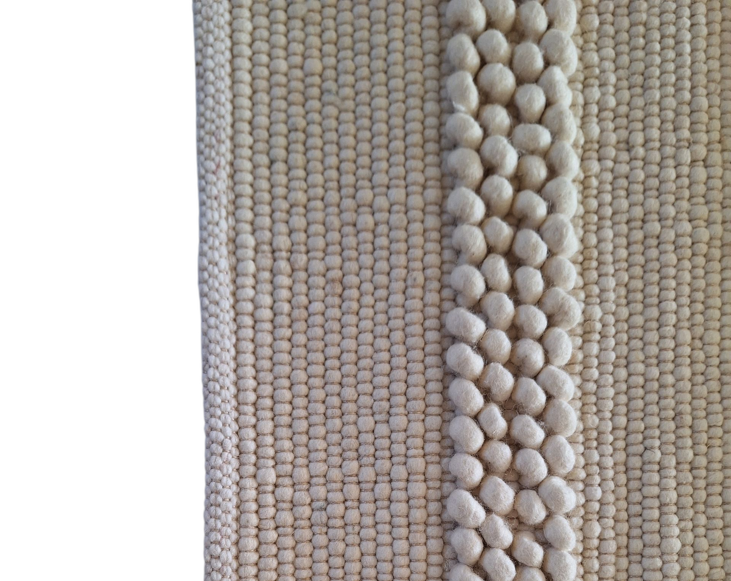 Tapis Boules / Tressé en laine écru  2m40 x 1m70