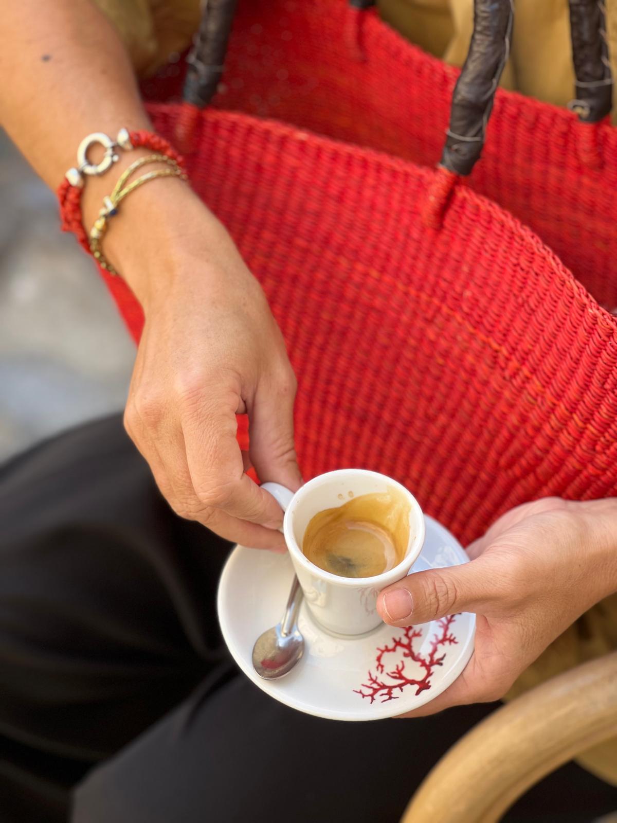 Panier Bolga Rouge - Anse en cuir noir -30%