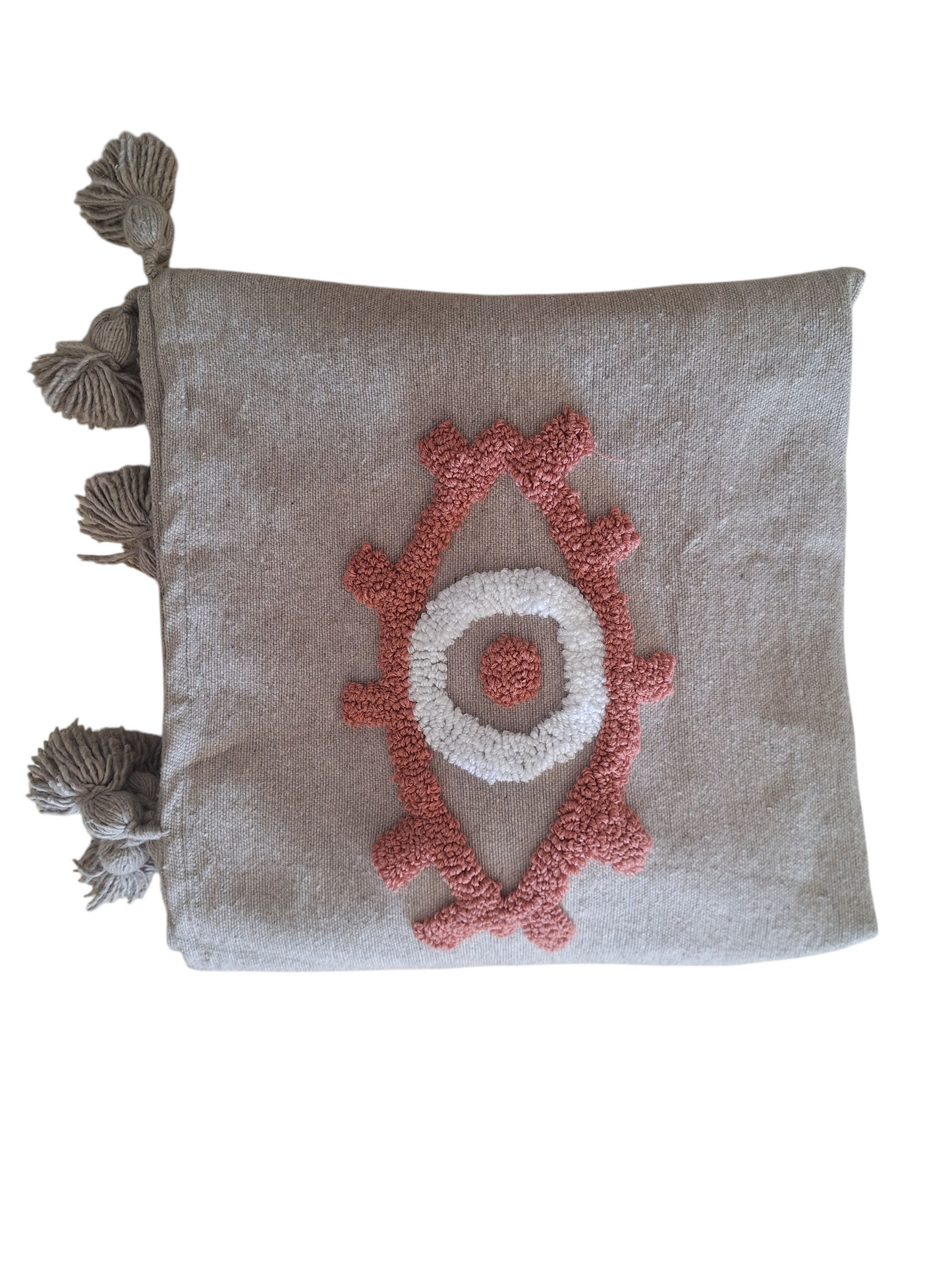 NEW - Plaid brodé berbère en coton et laine – Modèle coloré