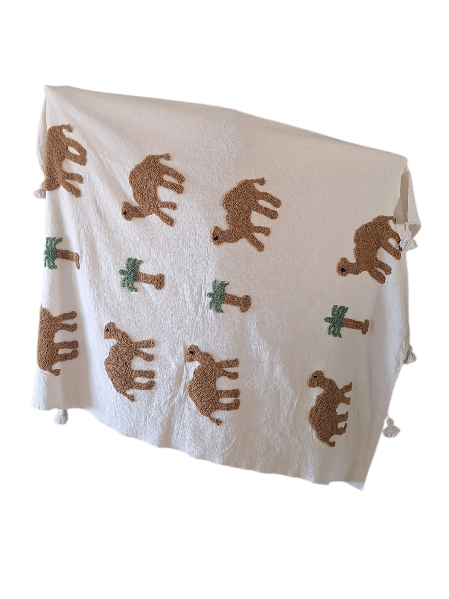 NEW - Ensemble Plaid brodé berbère + 2 housses de coussin – Modèle coloré -50%