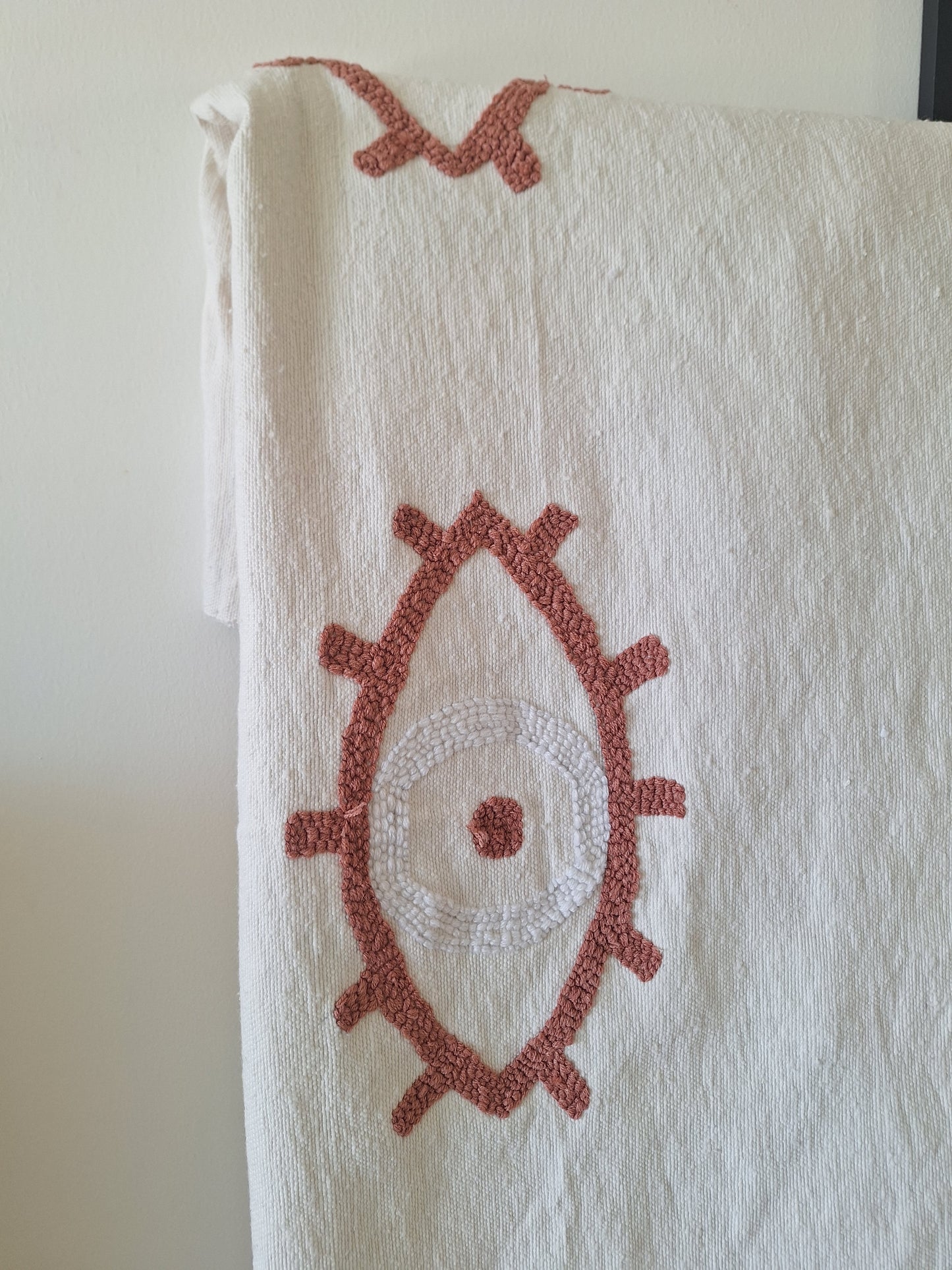 NEW - Plaid brodé berbère en coton et laine – Modèle coloré