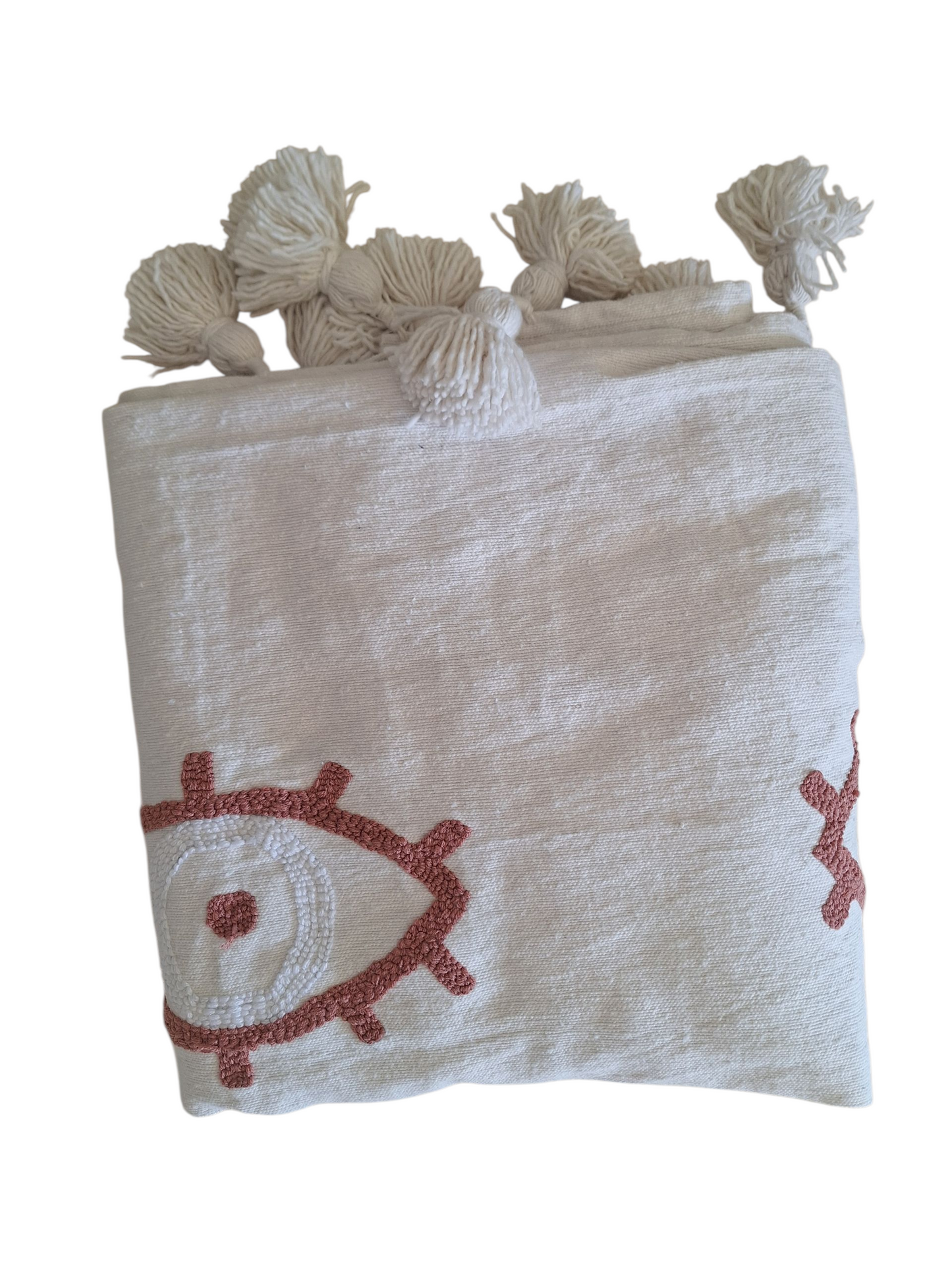 NEW - Plaid brodé berbère en coton et laine – Modèle coloré