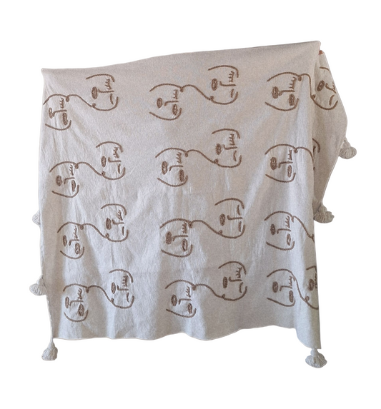 NEW - Plaid brodé berbère en coton et laine – Modèle coloré