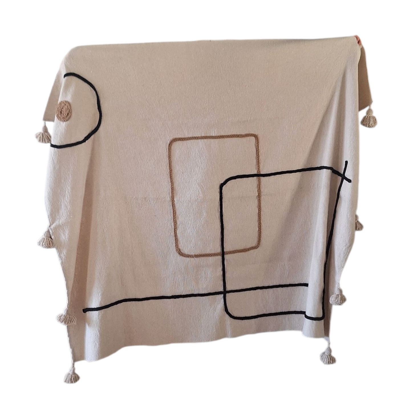 NEW - Plaid brodé berbère en coton et laine – Modèle coloré