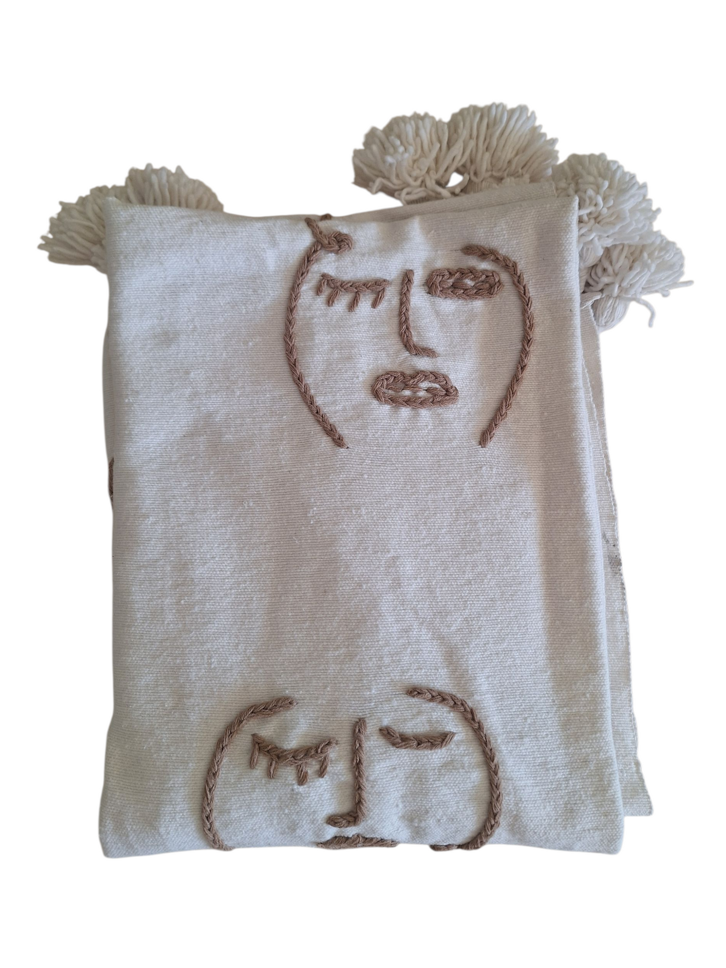 NEW - Plaid brodé berbère en coton et laine – Modèle coloré